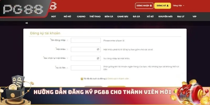 Hướng dẫn đăng ký PG88 cho thành viên mới